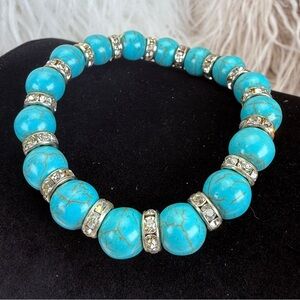 Bohemian chic blue southwestern style small stretch bracelet